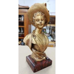 Woman In A Golden Bronze Hat By S. Kinsburger