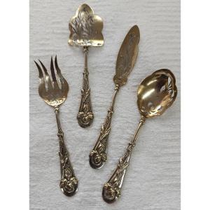 Art Nouveau Silver And Vermeil Petite Pastry Set