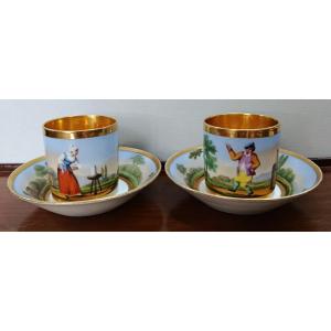" Danseurs " paire de tasses litron Paris XIX