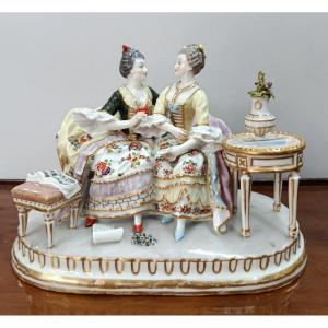 " La conversation " groupe en porcelaine Allemagne Volkstedt ? XIX