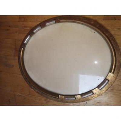 Oval Art Deco Frame With Golden And Silver Decorations