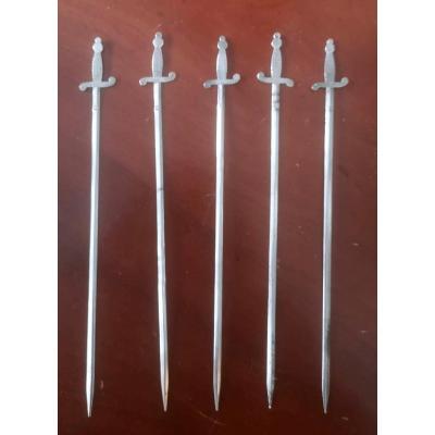 5 Silver Skewers In The Shape Of A Sword Punch Minerva Nineteenth