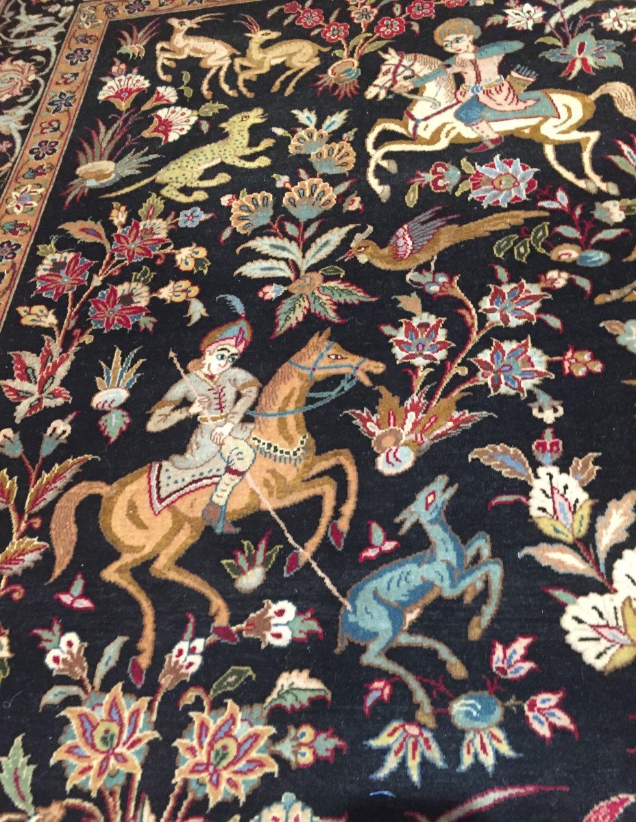 Tapis Tabriz fond noir Iran vers 1960 230cmx139cm-photo-4