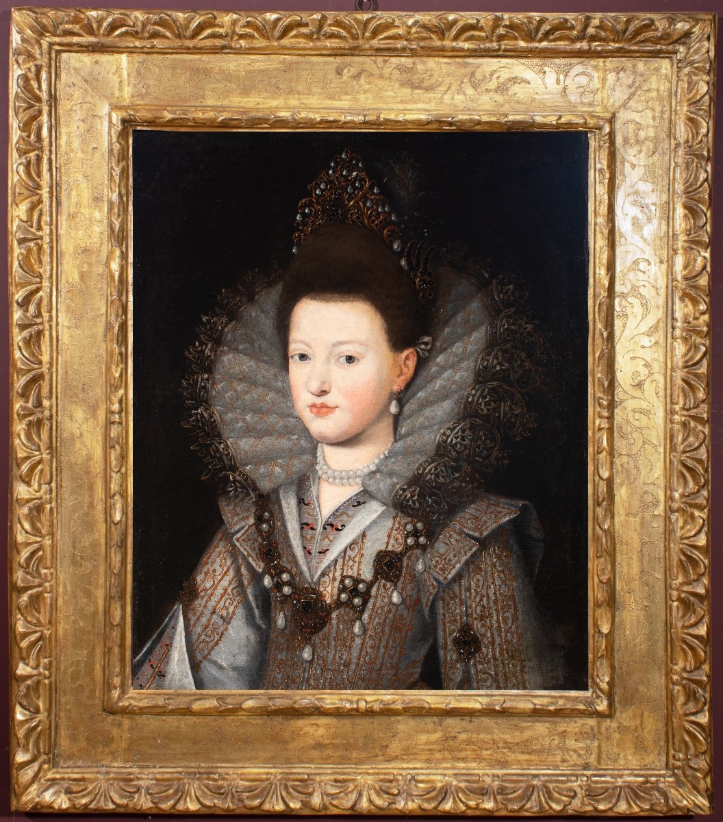 Portrait de Margherita Gonzaga, Duchesse de Lorraine. Ecole de Frans Pourbus le Jeune XVIIème S
