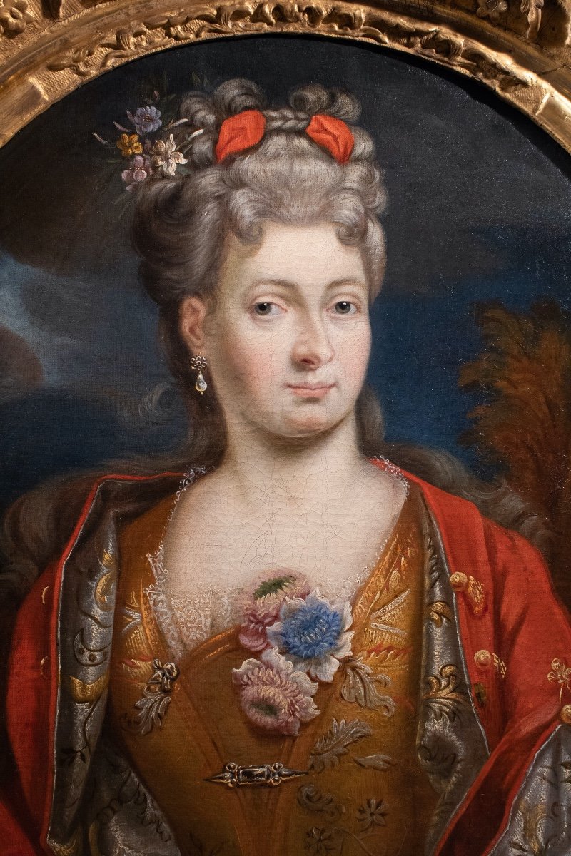 Jeune dame de qualité représentée en flore. Atelier de Nicolas de Largillierre (1656-1746) -photo-4