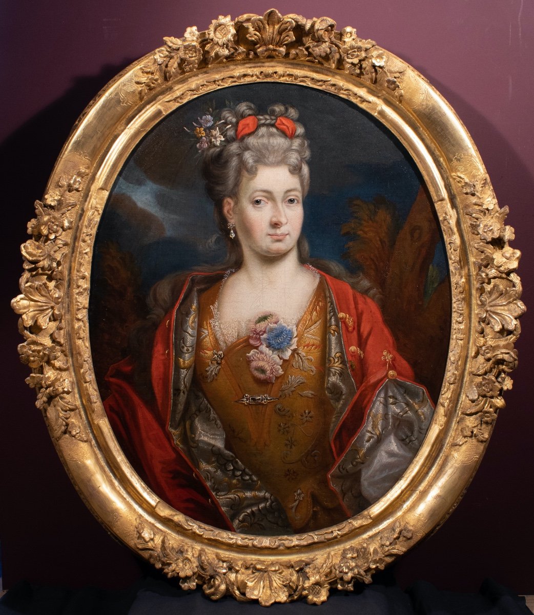 Jeune dame de qualité représentée en flore. Atelier de Nicolas de Largillierre (1656-1746) 