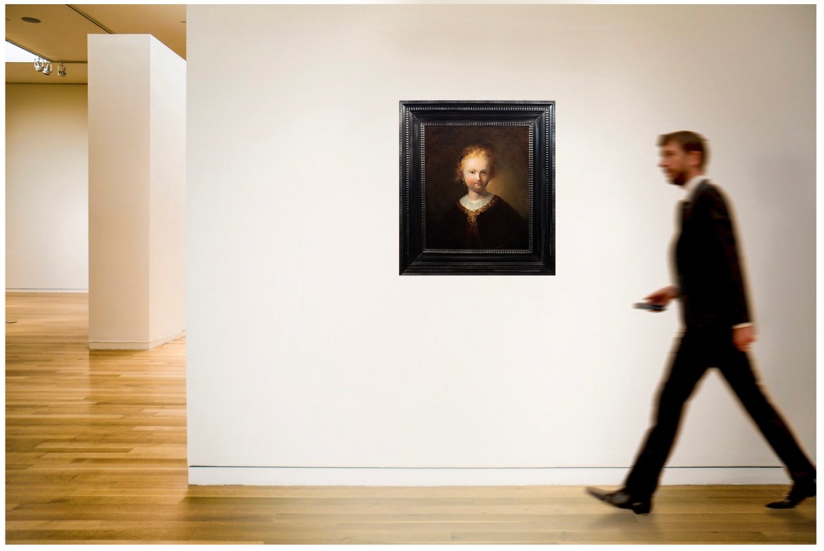 Portrait d’une jeune fille. Ecole de Rembrandt, époque XVIIème Siècle.-photo-1