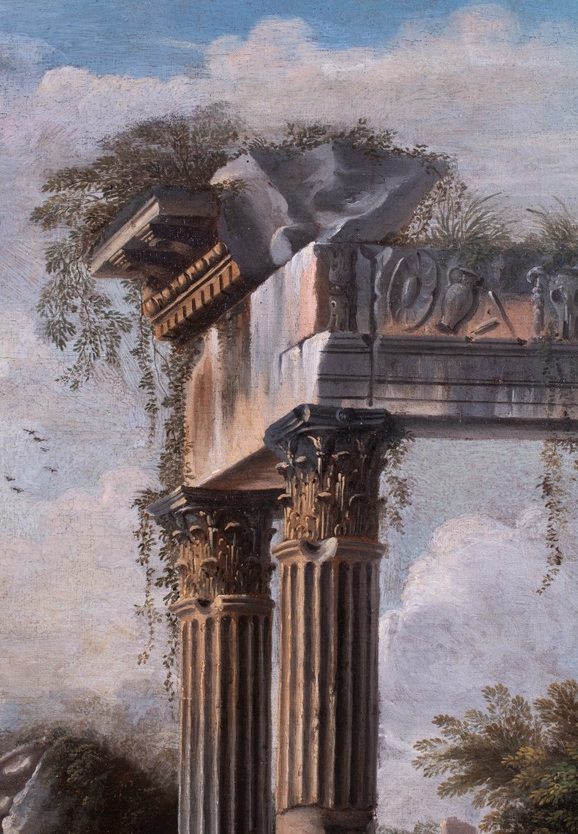 Ruines antiques animées de personnages. Atelier de Giovanni Paolo Panini (1691-1765)-photo-4