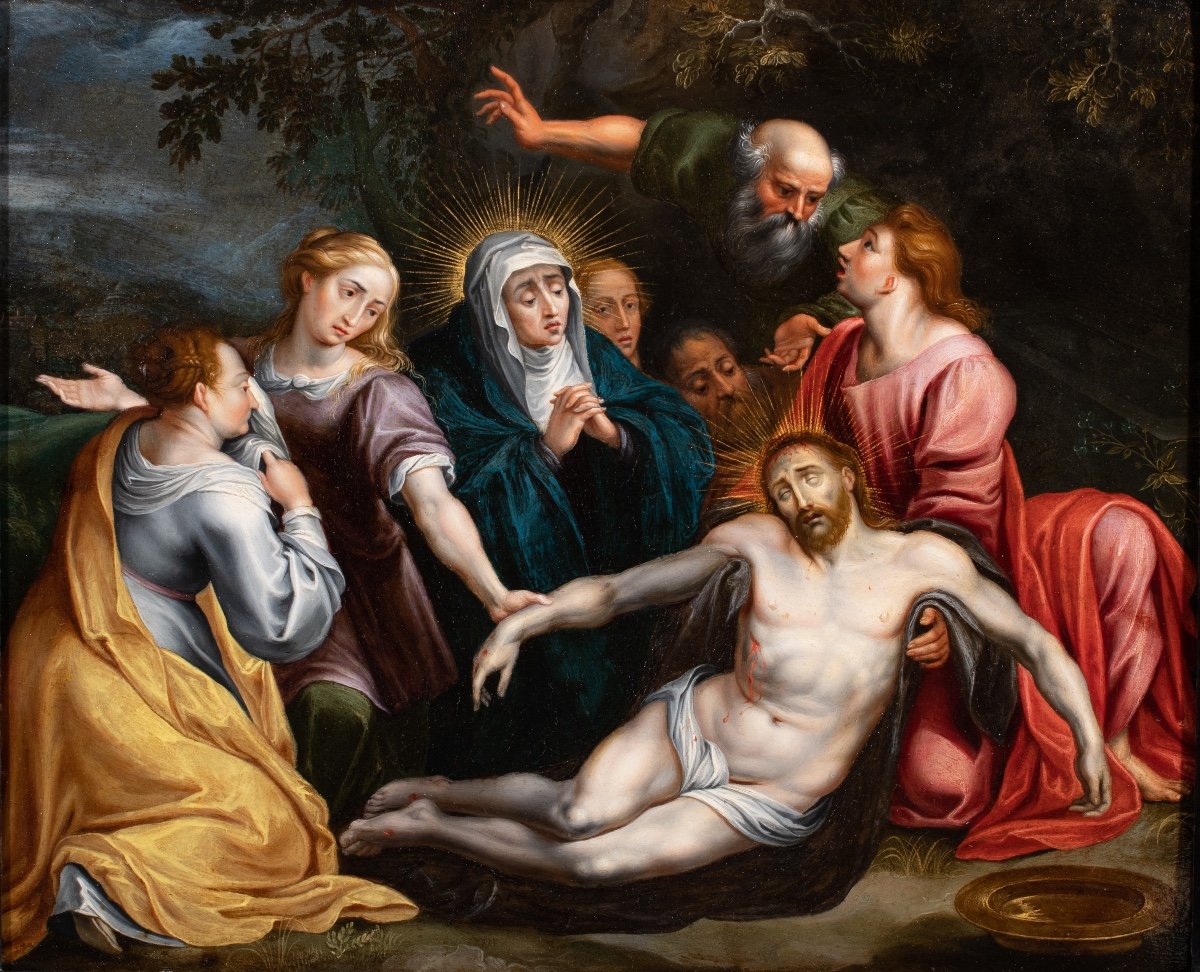 The Deposition Of Christ. Flemish School From The 17th Century-photo-2