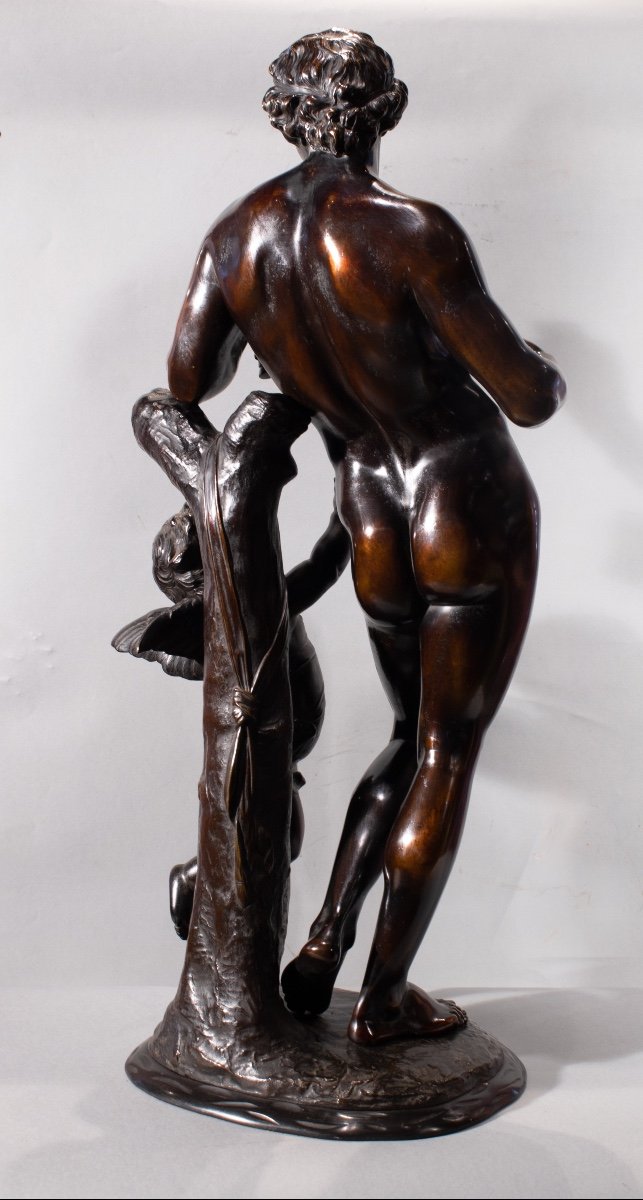 Apollon & Cupidon. Bronze à patine brune, fin du XVIIIe Siècle.-photo-1