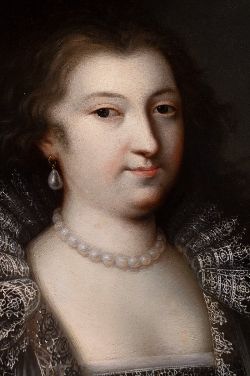 École Française du XVIIème Siècle vers 1600. Portrait de la Comtesse de Moret-photo-2