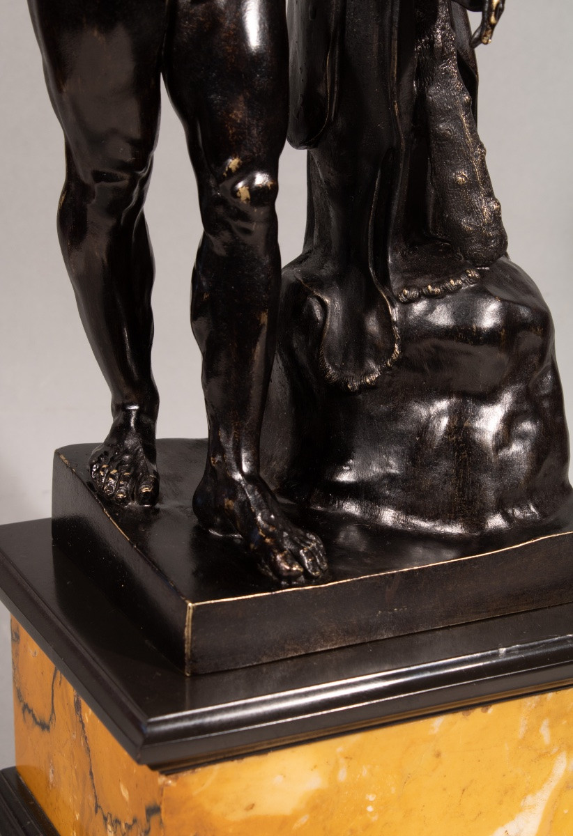 Hercule Farnèse. Sculpture en Bronze, France ou Italie fin du XVIIIème Siècle.-photo-2