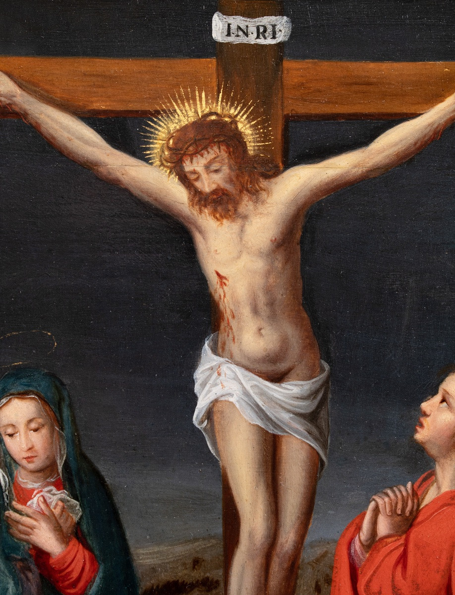 La Crucifixion. École Flamande (Anvers) début du XVIIe Siècle-photo-2