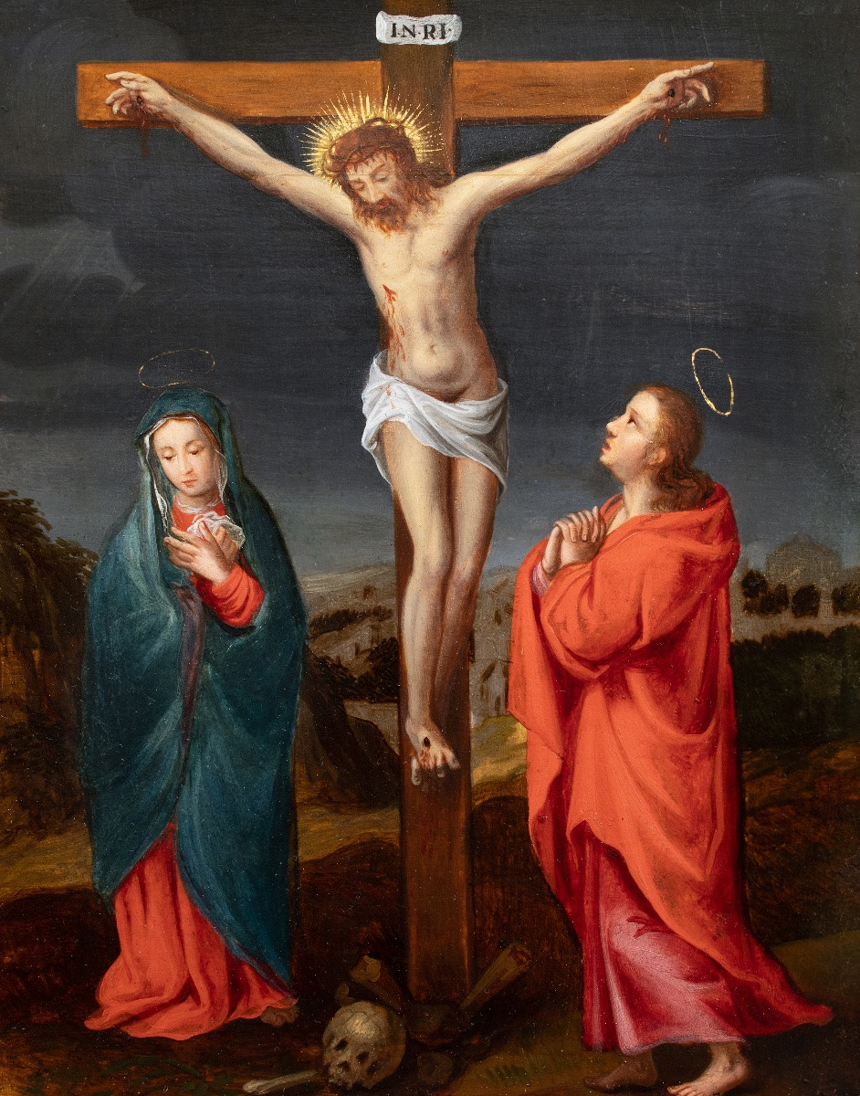 La Crucifixion. École Flamande (Anvers) début du XVIIe Siècle-photo-1