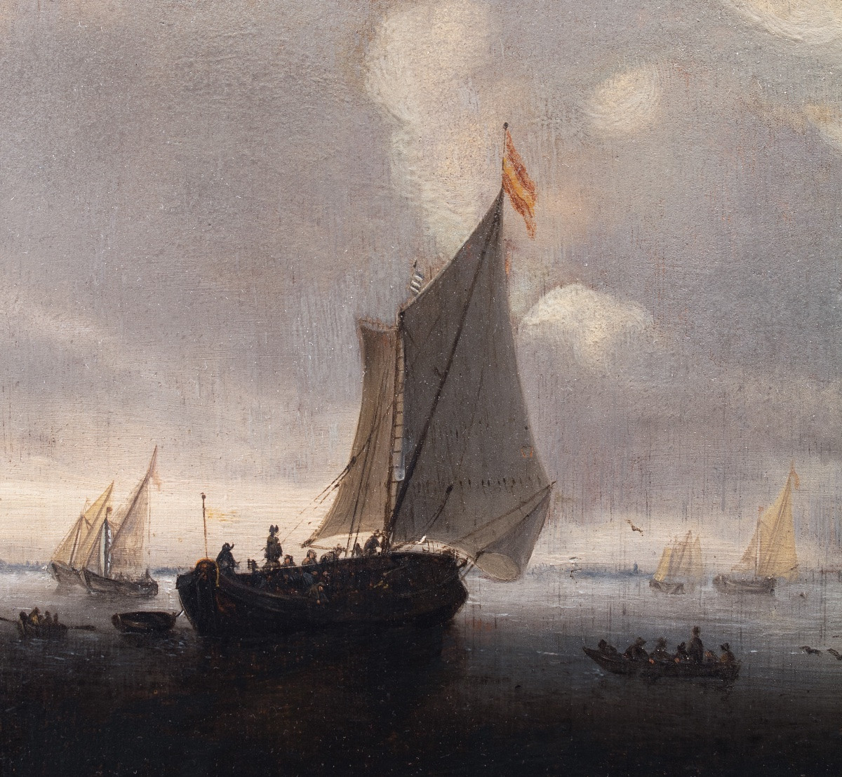 Marine Hollandaise du XVIIe siècle. Atelier de Salomon van Ruysdael -photo-3