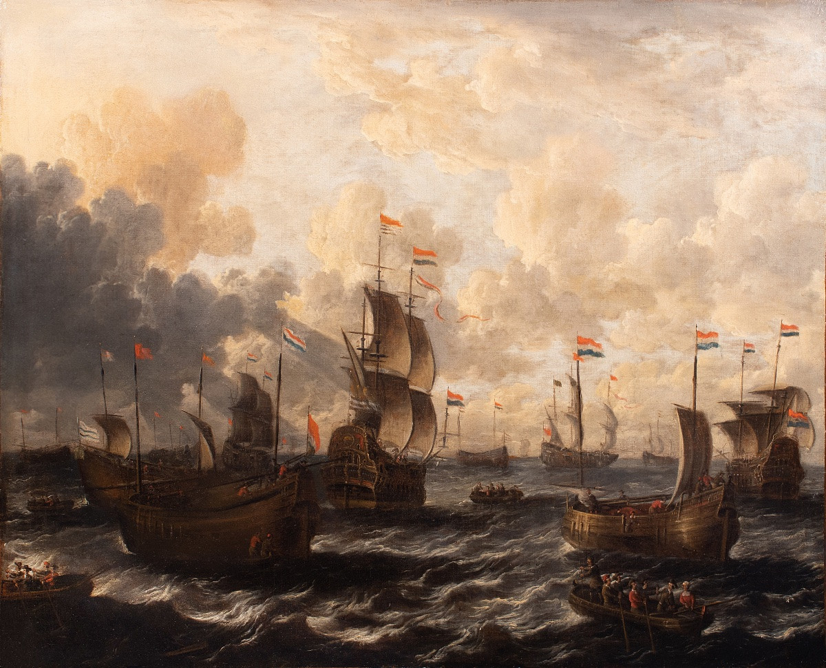  Peter van de Velde  (1634-1723). Le départ des galions Hollandais-photo-4