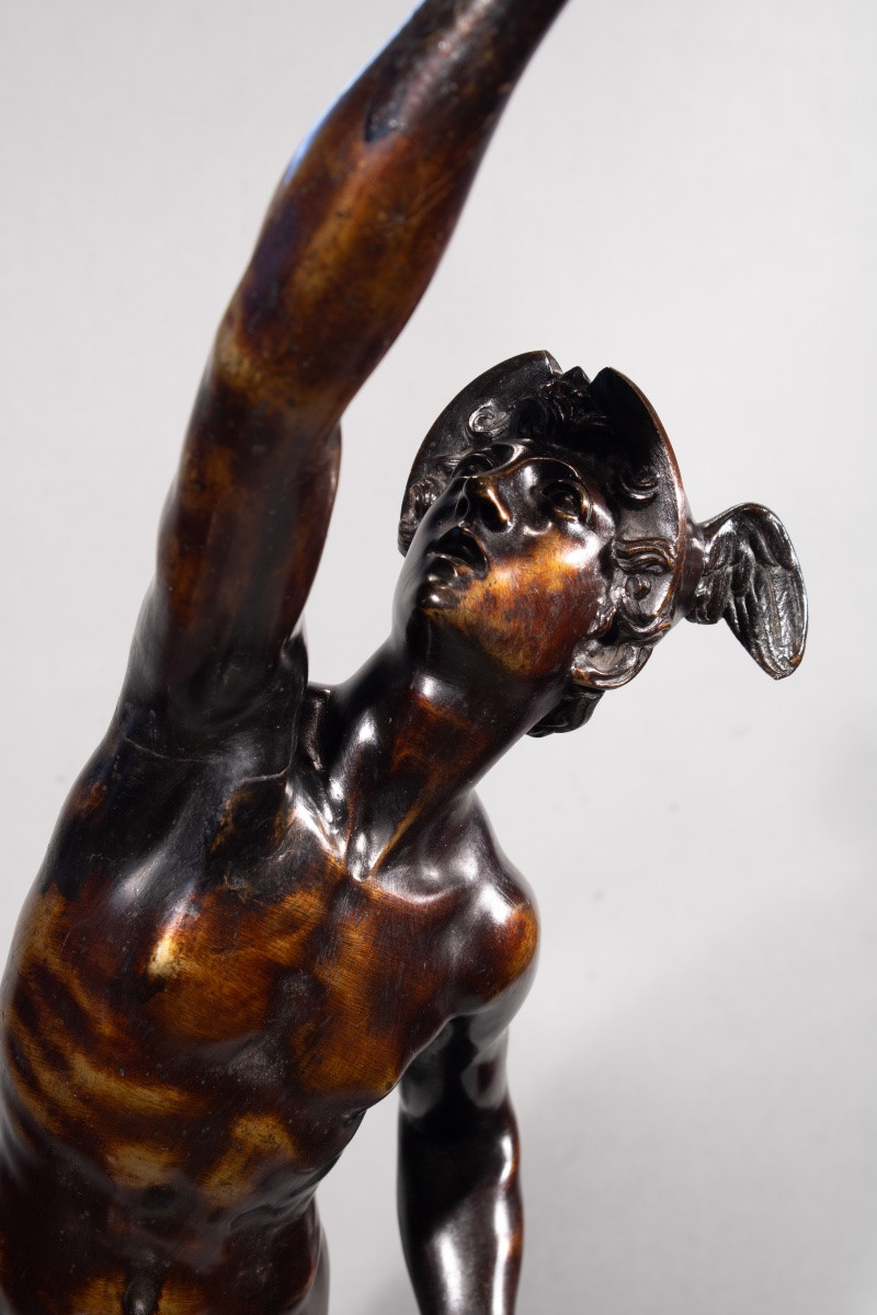 Flying Mercury Carried By The Breath Of Zephyr. Bronze, Italy Circa 1800-photo-2