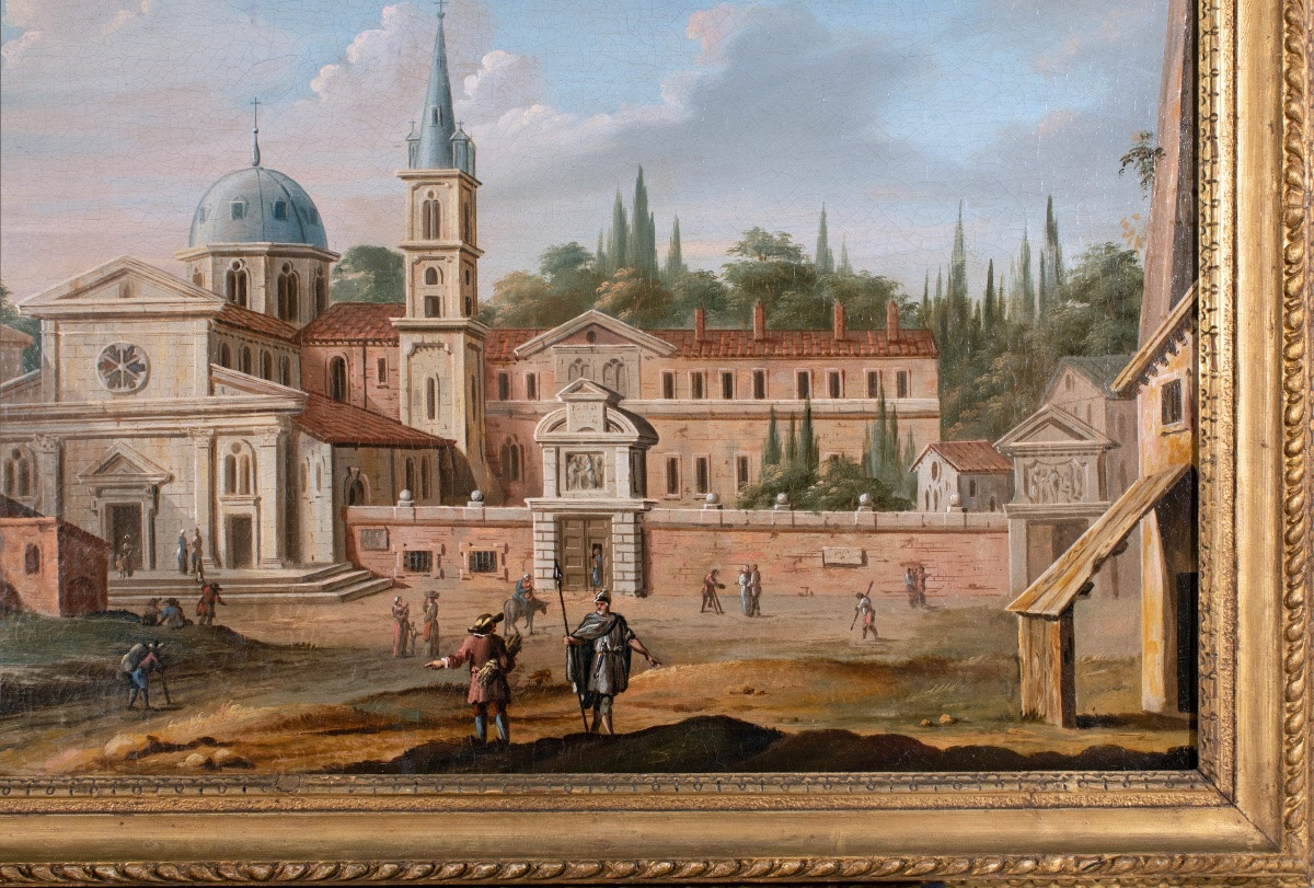 Vue de la Piazza del Popolo à Rome. Atelier de Gaspar van Wittel (1653-1736)-photo-2