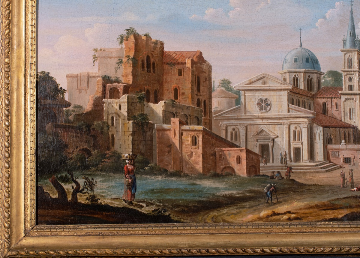 Vue de la Piazza del Popolo à Rome. Atelier de Gaspar van Wittel (1653-1736)-photo-3