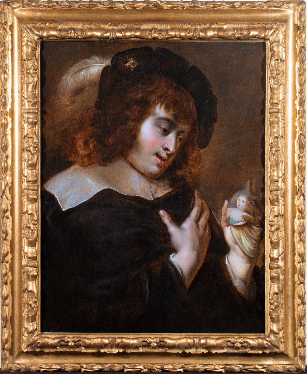 Jan Cossiers (1600-1671)-Jeune homme contemplant le portrait de sa bien-aimée