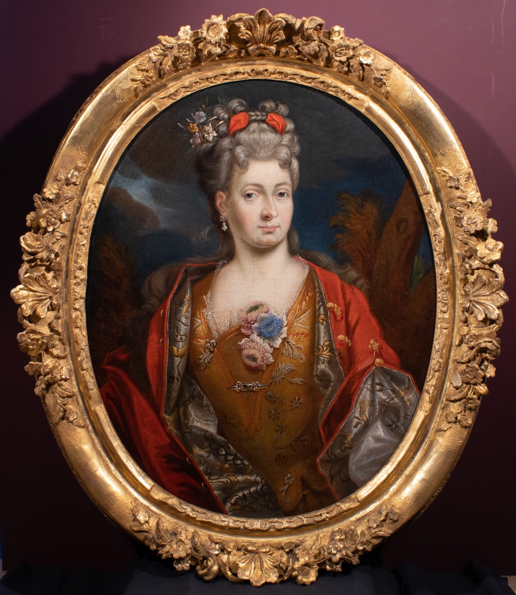 Jeune dame de qualité représentée en Flore. Atelier de Nicolas de Largillierre (1656-1746) 