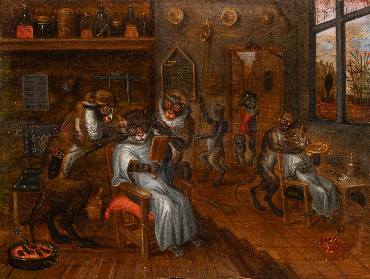 Les singes barbiers. Ferdinand van Kessel (1648–1696) Attr -photo-2