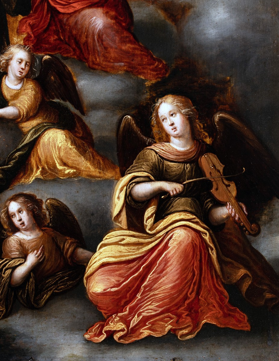Anges musiciens entourant le Couronnement de la Vierge - Louis de Caullery (vers 1580 – 1621) -photo-1