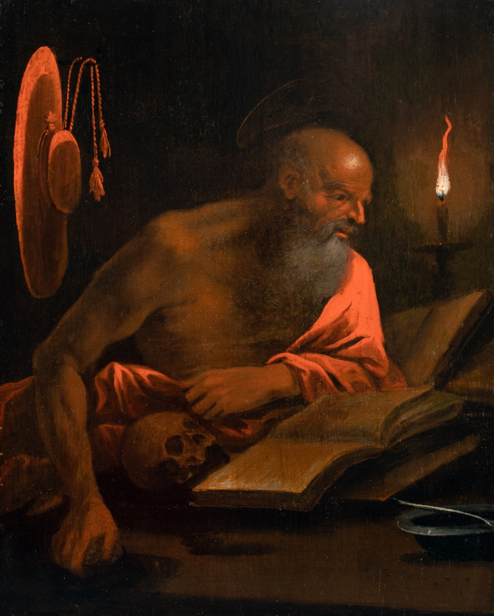 Saint Jérôme dans son cabinet de travail. Époque XVIIe siècle-photo-3