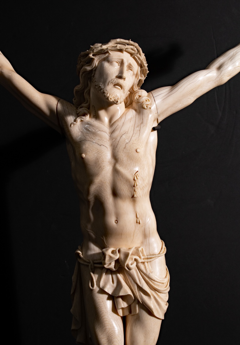 Large Christ In Ivory - Paris Workshop, First Half Of The XIXᵉ Century-photo-2