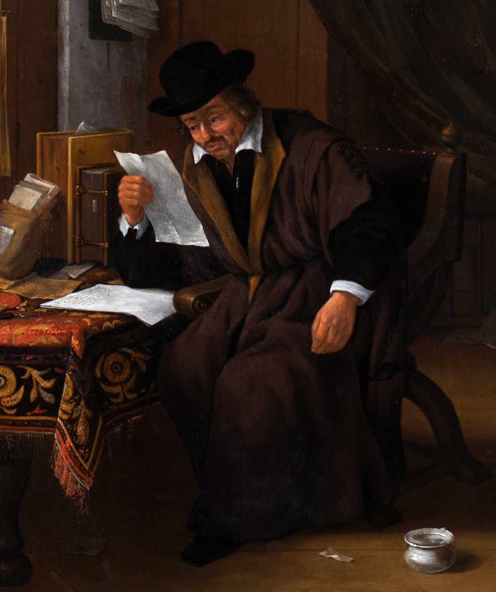 A Man Reading A Letter In His Study.  Adriaen Van Ostade (1610–1685)-photo-3