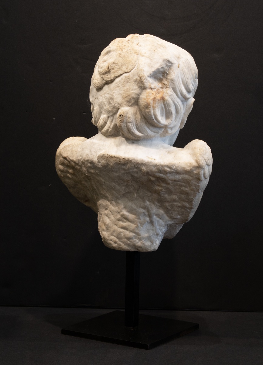 Bust Of A Cherub In Carrara Marble. Italy, Early 17th Century, Circa 1600-photo-4