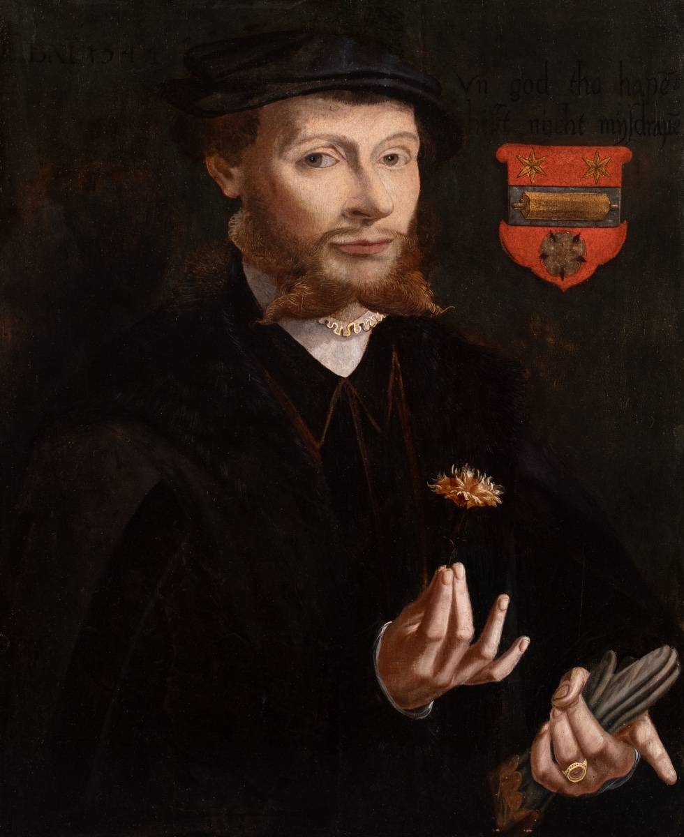 Portrait d’un jeune homme tenant un œillet Attribué à Bartholomaeus I Bruyn (vers 1493 – 1555) -photo-4