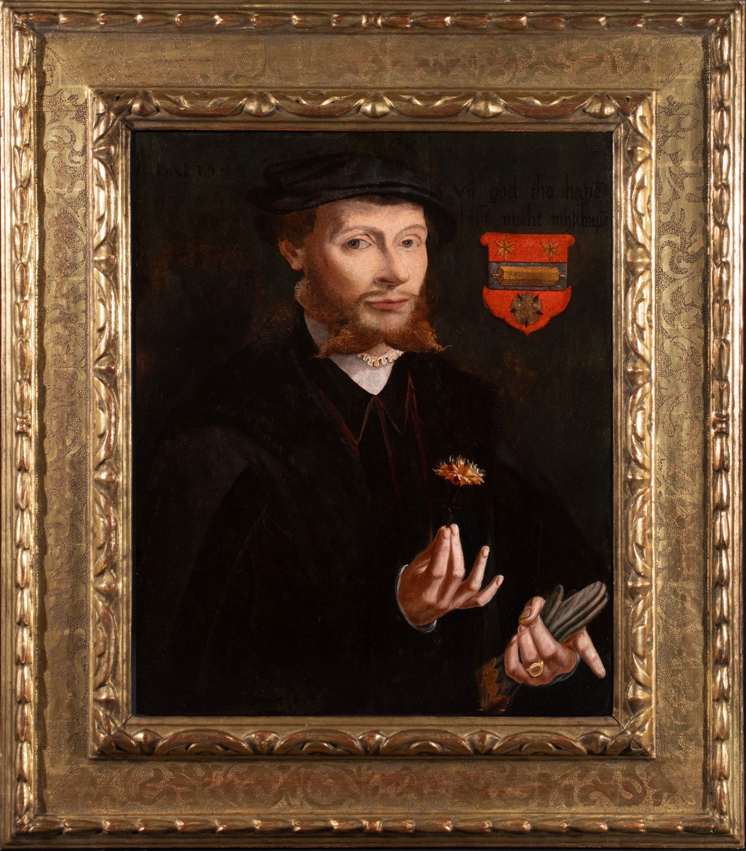 Portrait d’un jeune homme tenant un œillet Attribué à Bartholomaeus I Bruyn (vers 1493 – 1555) 