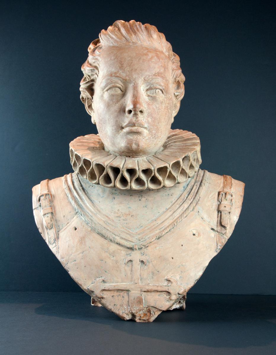 Buste En Terre Cuite D’un Jeune Chevalier De L’ordre De Santiago, XVIIIème Siècle-photo-3