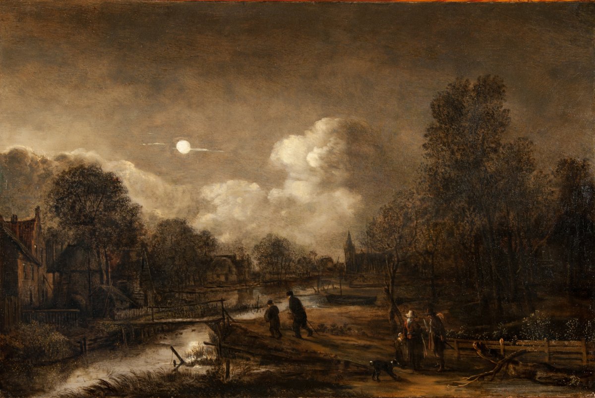 Landscape In The Moonlight Animated Characters. Aert Van Der Neer (1603-1677)-photo-1