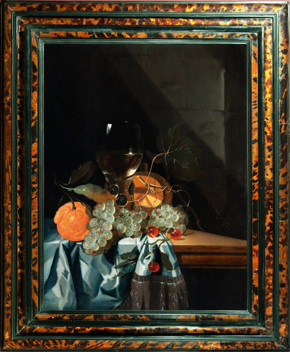 Harmen Loeding (c.1637-c.1673). Still Life With Cherries, Citrus, Grapes And Glass Of Wine