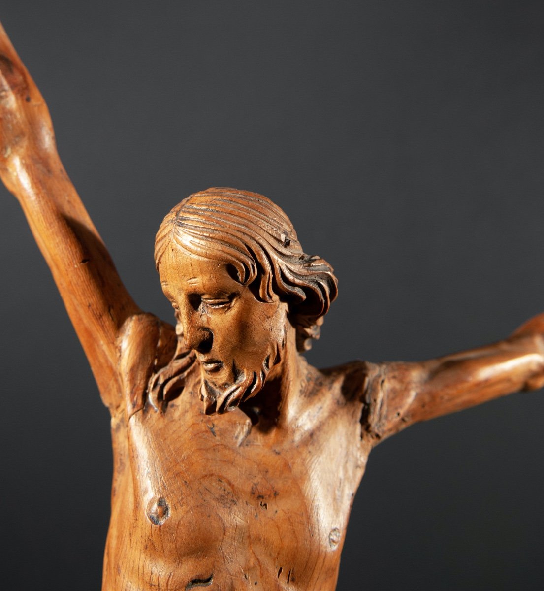 Christ In Carved Wood. Italy End Of XVIth Century-photo-3