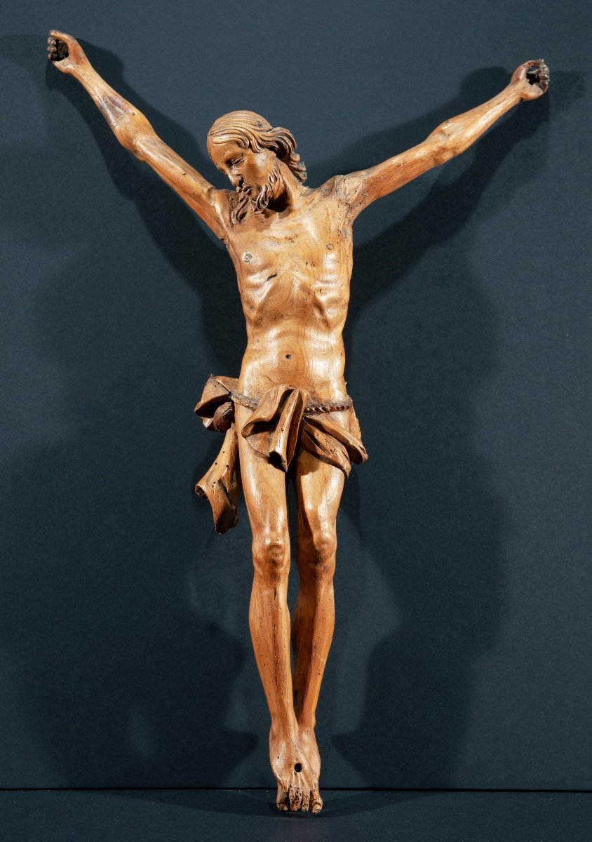 Christ En Bois Sculpté. Italie Fin Du XVIème Siècle