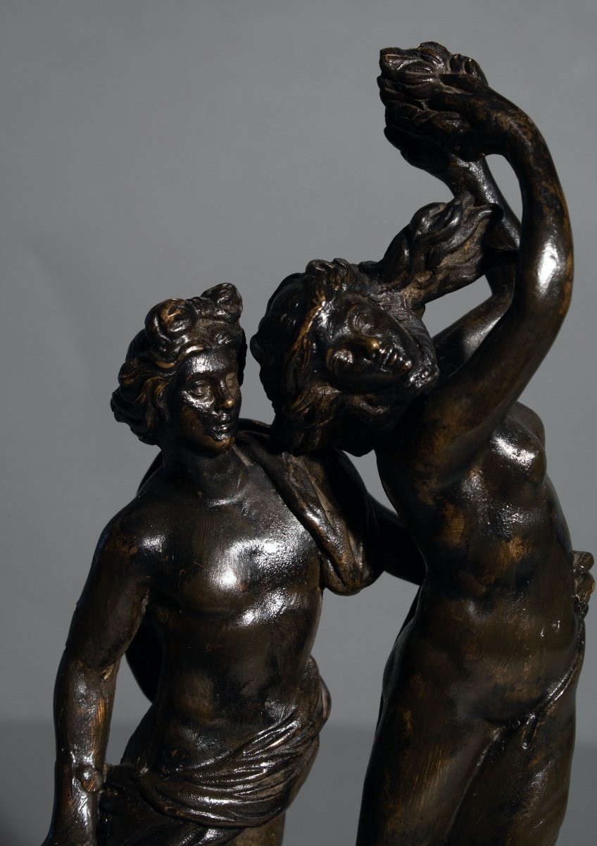 Apollo & Daphne. 18th Century Bronze Sculpture With Black Patina-photo-2