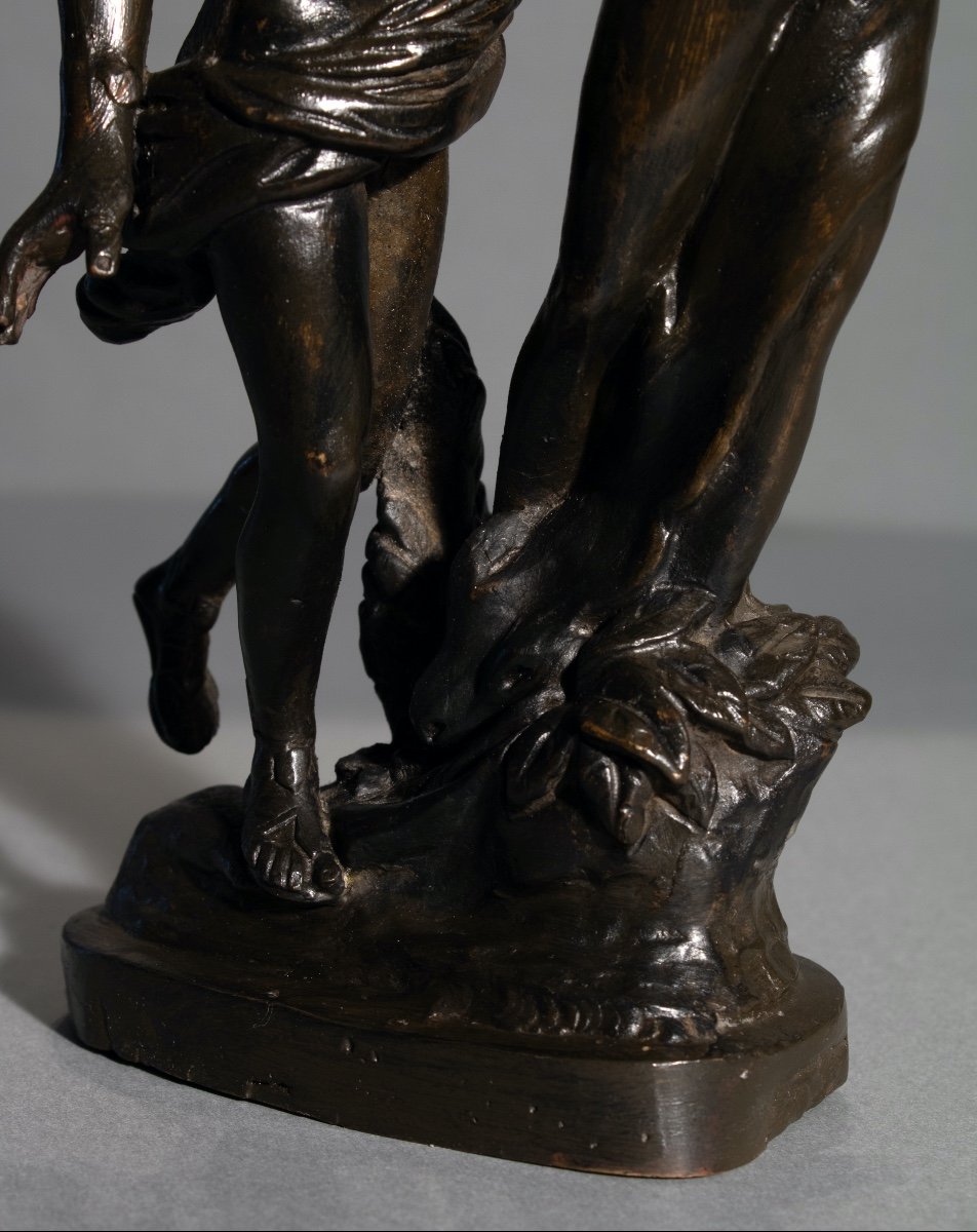 Apollo & Daphne. 18th Century Bronze Sculpture With Black Patina-photo-4