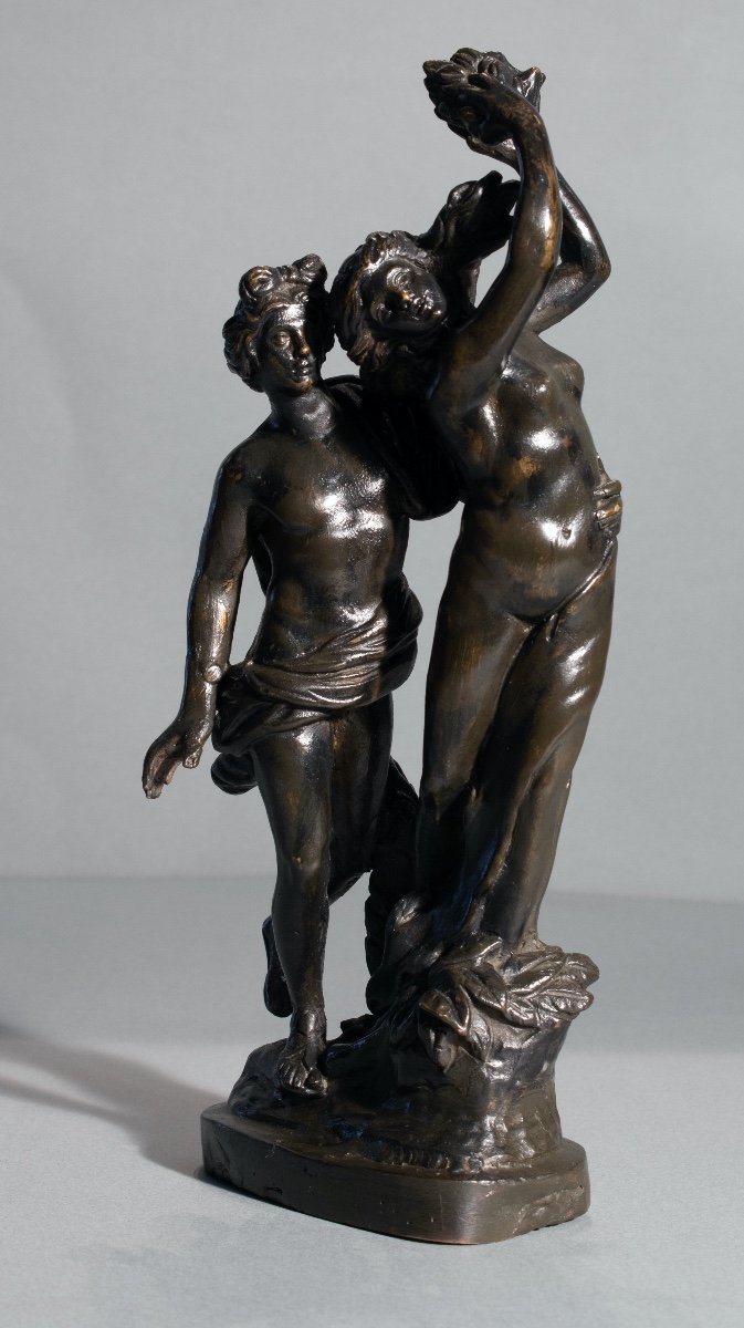 Apollo & Daphne. 18th Century Bronze Sculpture With Black Patina