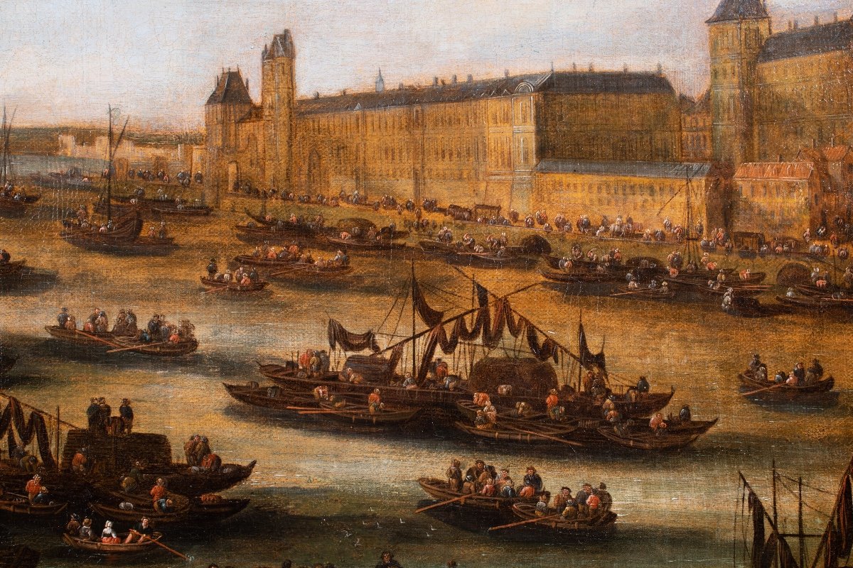 Paris, The Louvre Vu Du Pont-neuf. Pieter Casteels II Said The Younger (c.1650-1701)-photo-3