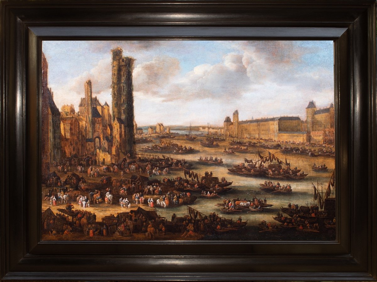 Paris, The Louvre Vu Du Pont-neuf. Pieter Casteels II Said The Younger (c.1650-1701)