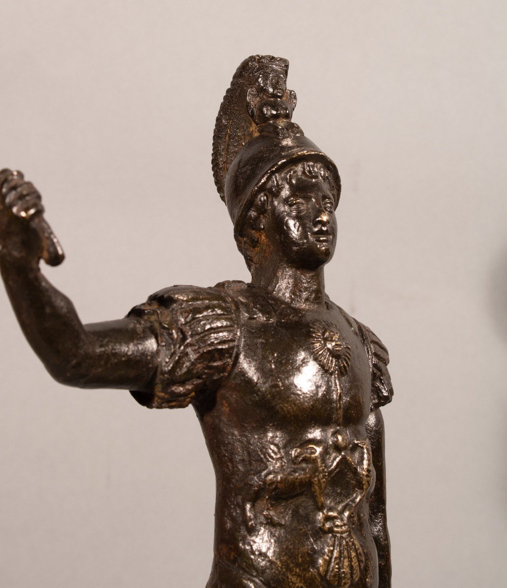 God Mars. Bronze Sculpture With Black Patina, Italy 16th Century-photo-3