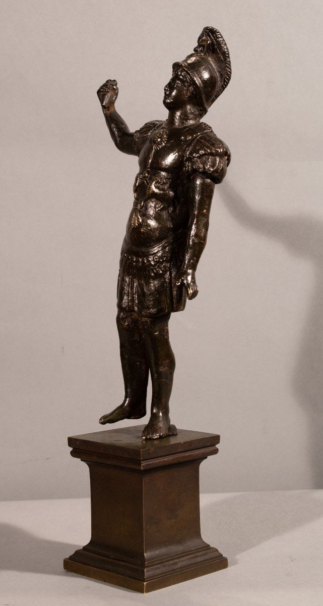 Dieu Mars. Sculpture En Bronze à Patine Noire, Italie XVIème Siècle
