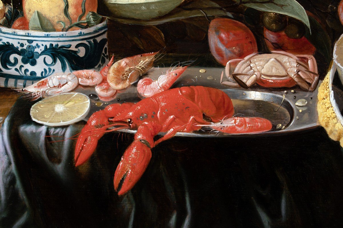 Jan Davidsz De Heem (1606-1684) (workshop). Still Life With Lobster, Flowers, Citrus And Pitcher-photo-2
