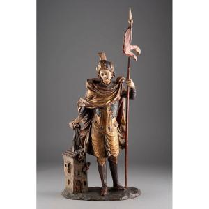 Statue Of Saint Florian. Rhine Valley Late 16th Century Period.