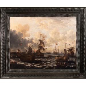  Peter Van De Velde (1634-1723). The Departure Of The Dutch Galleons