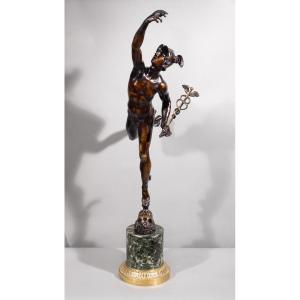 Flying Mercury Carried By The Breath Of Zephyr. Bronze, Italy Circa 1800