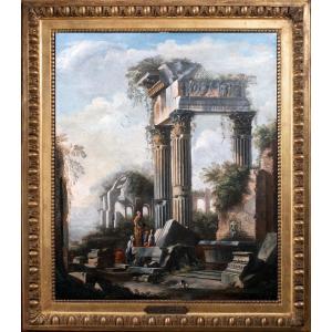 Ancient Ruins Animated By Characters. Workshop Giovanni Paolo Panini (1691-1765)